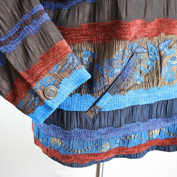 Vintage Graff Size S Mixed Media Jacket Art-To-Wear Blue Red Brown - Picture 7 of 10